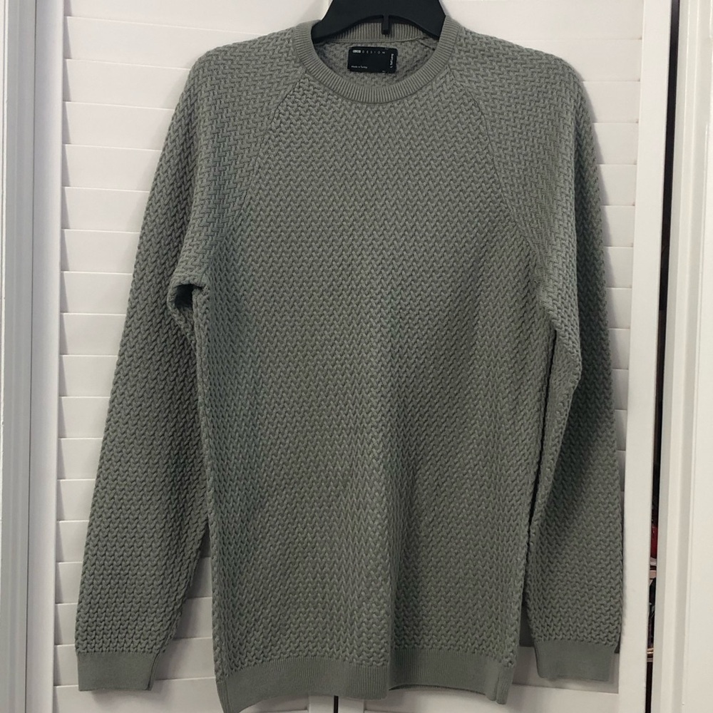 ASOS Gray Crewneck Sweater with Textured Knit - Muscle fit —#043 - Picture 5 of 14